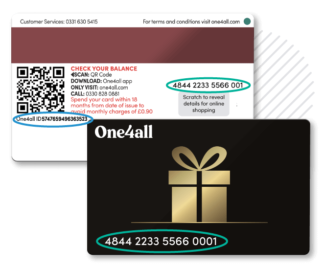 One4all Gift Card front and back