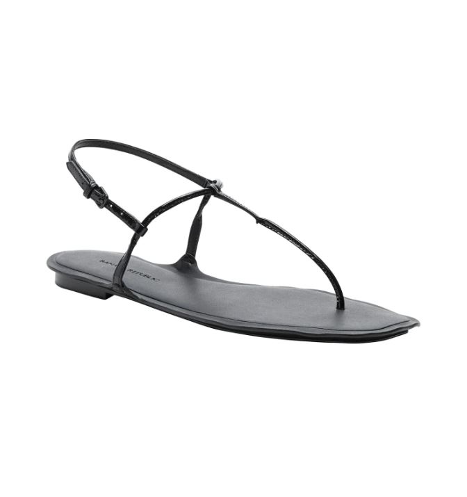 black thin strap flip flops