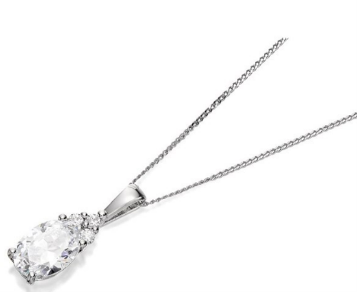 9ct White Gold Cubic Zirconia Pear Cluster Pendant and Chain, £109 from F.Hinds