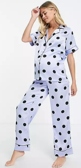 Pieces Maternity Satin Shirt Pyjama Set, ASOS