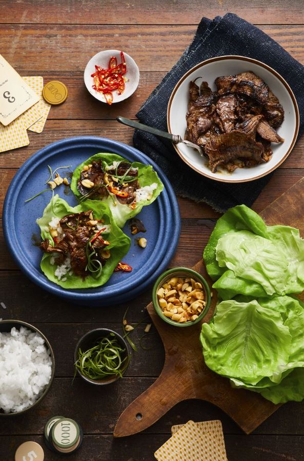 Korean Pineapple Beef Lettuce Wraps